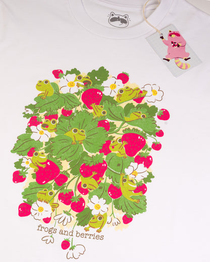 Frogs and Berries - White T-shirt