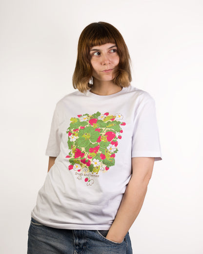 Frogs and Berries - White T-shirt