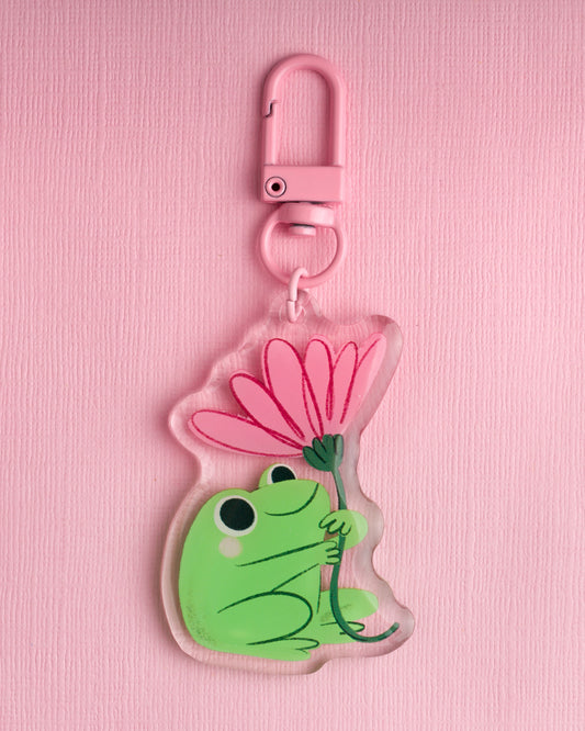 Frog with a Flower - Acrylic Keychain