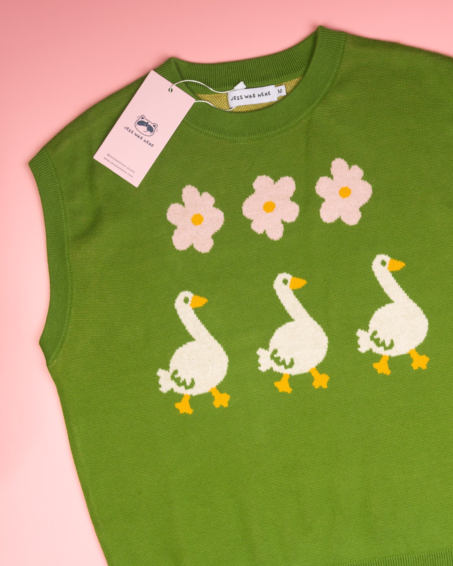 Geese and Flowers - Cotton Knit Vest