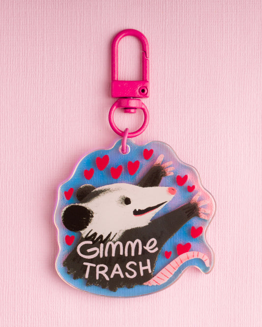 Possum Gimme Trash - Holographic Acrylic Keychain