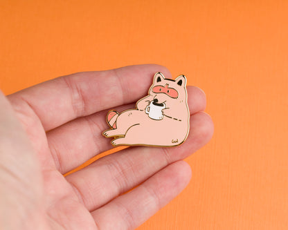 Raccoon and Cuppa - Enamel Pin