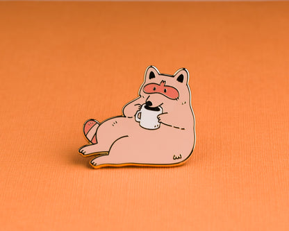 Raccoon and Cuppa - Enamel Pin