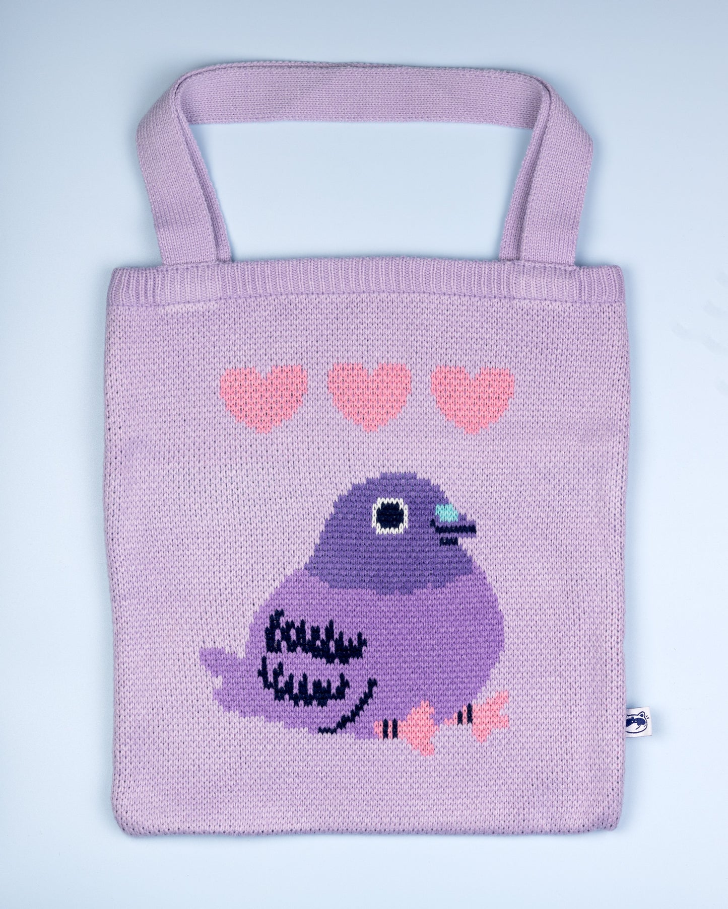 Pigeon and Hearts - Knitted Jacquard Bag