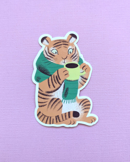 Cozy Tiger - Vinyl Sticker - Patreon - Jess Was Here